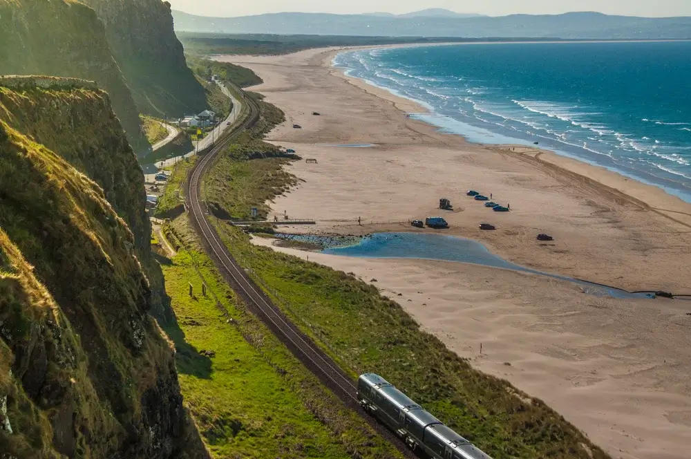 Downhill Beach railway line along the coast between Derry and Belfast