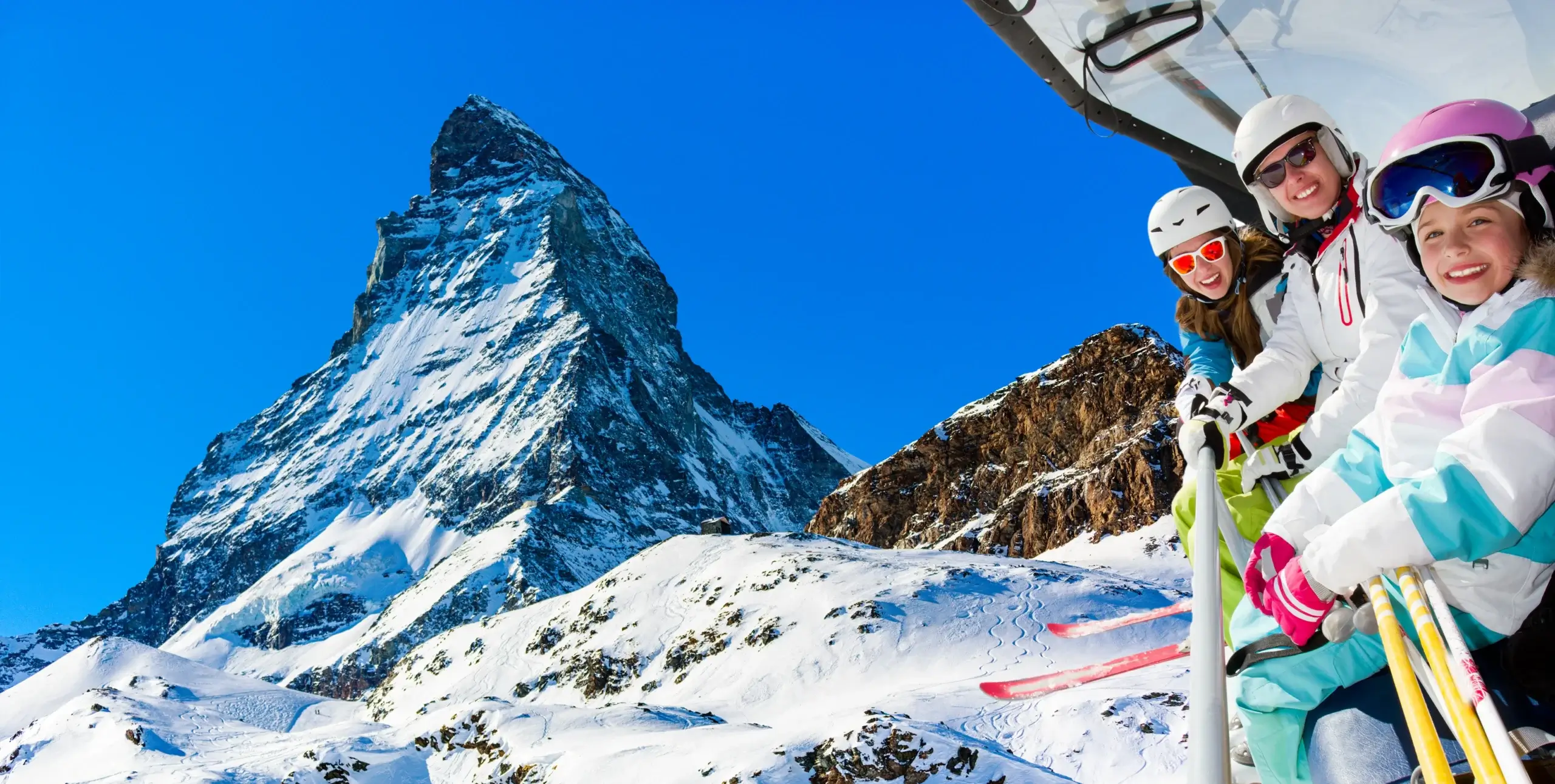 Amazing views across the ski area in Switzerland