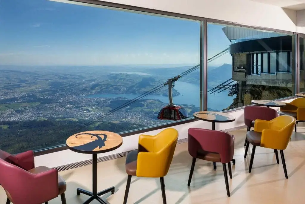 Udsigt fra hotel restauranten på Mount Pilatus