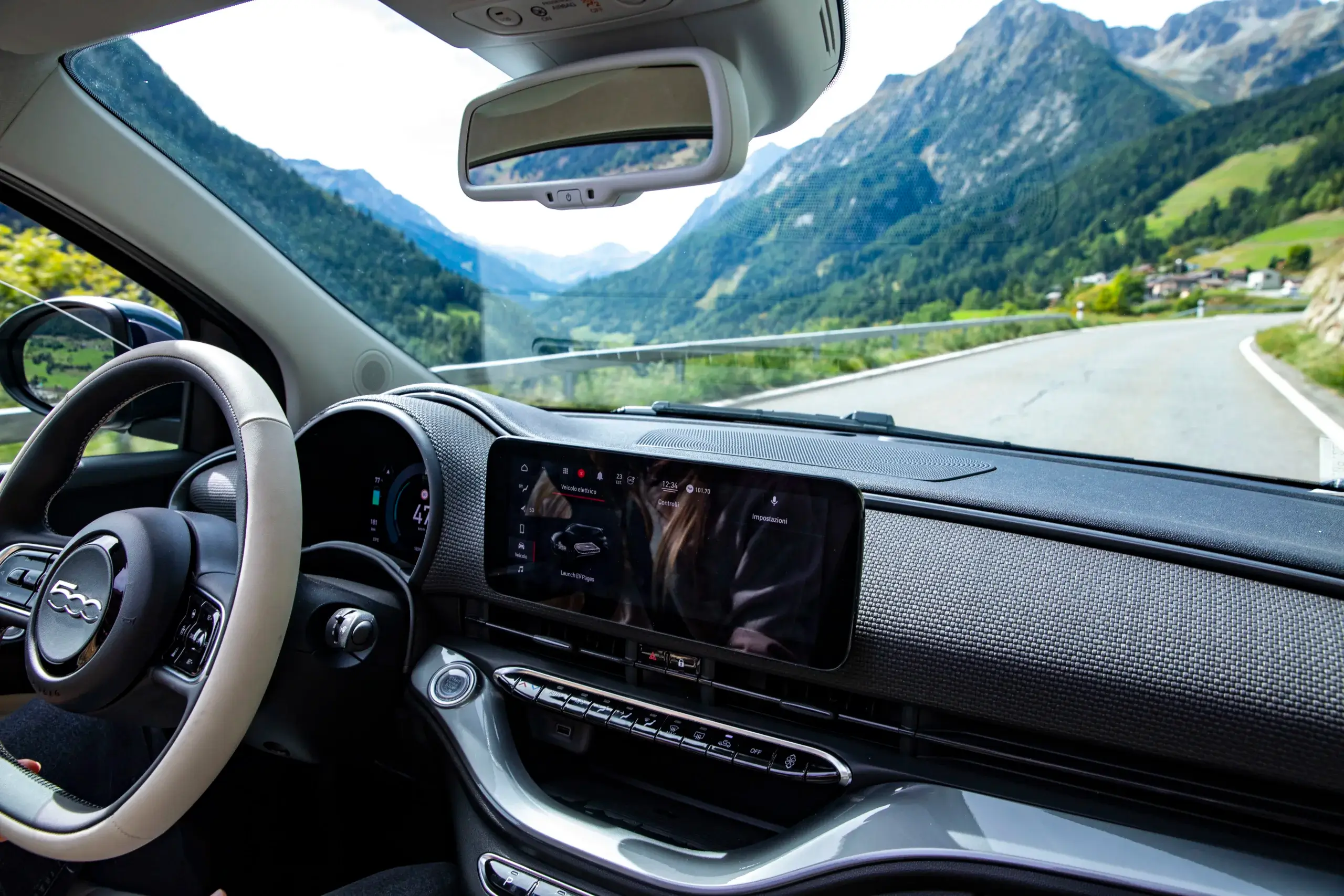 Interior of the Fiat 500e