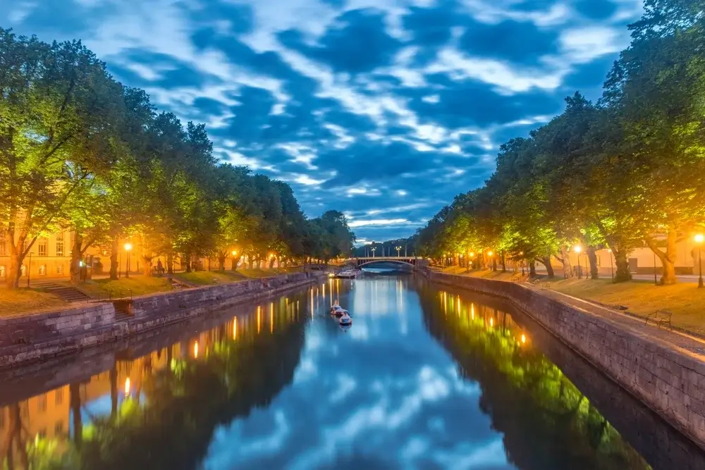 Turku canal at night