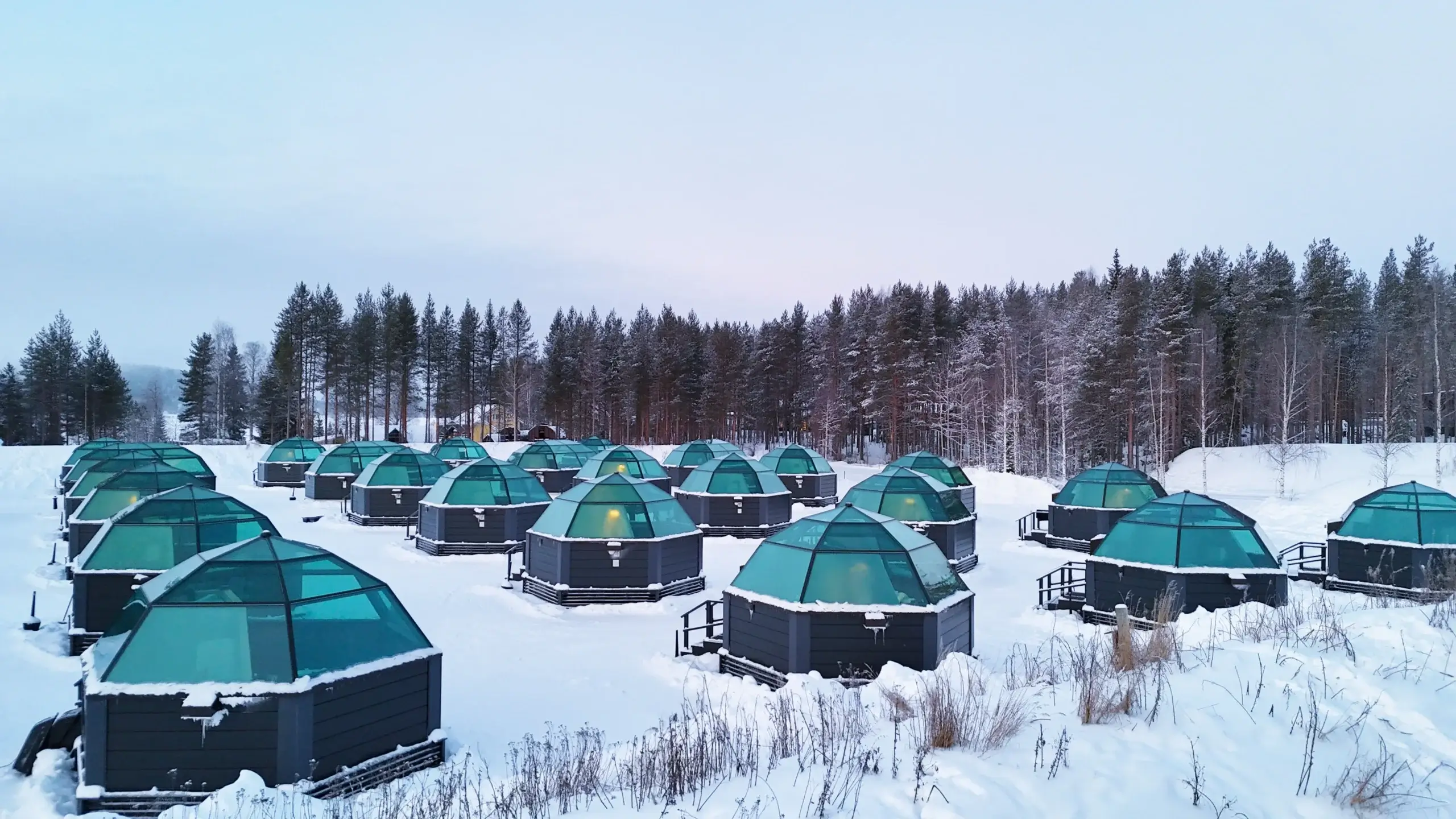 Glass igloos at SnowHotel